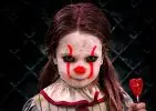 little girl, clown, fear